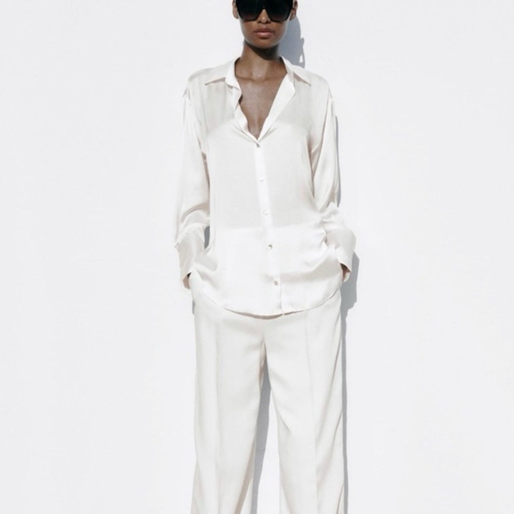 Zara Cream Silk Blouse!